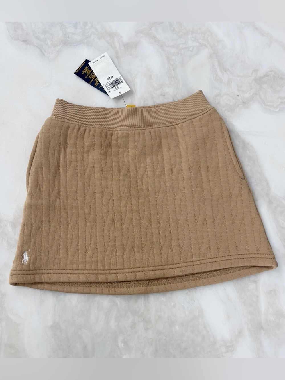 Polo Ralph Lauren Girls' Size 7 Small Quilted Cable-Motif Skirt Khaki New